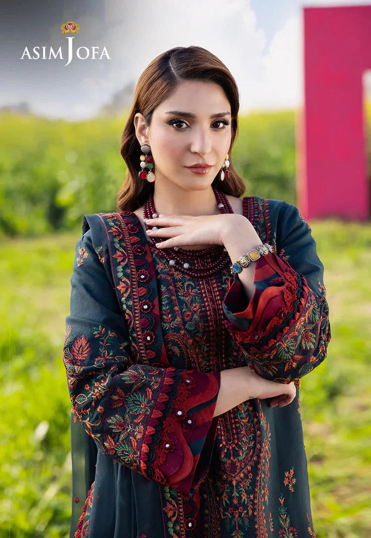 ASIM JOFA-3PC LAWN EMBROIDERED SHIRT WITH KHAADI NET EMBROIDERED DUPATTA AND TROUSER -BIC-4679 Asasay Fakhir