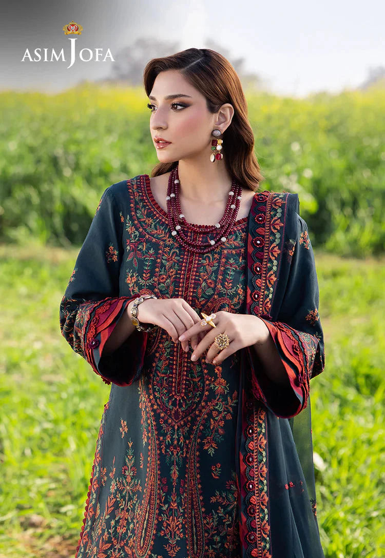 ASIM JOFA-3PC LAWN EMBROIDERED SHIRT WITH KHAADI NET EMBROIDERED DUPATTA AND TROUSER -BIC-4679 Asasay Fakhir