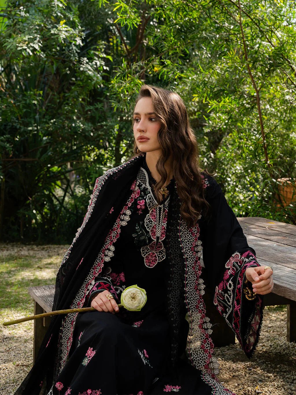 YARDS-3PC LAWN EMBROIDERED SHIRT WITH KHADDI NET EMBROIDERED DUPATTA AND TROUSER-BIC-4852 Asasay Fakhir