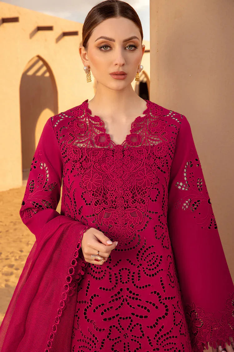 RANG RASIYA-3PC LAWN CHIKANKAARI EMBROIDERED SHIRT WITH KHADDI NET EMBROIDERED DUPATTA AND TROUSER-BIC-4647 Asasay Fakhir