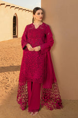 RANG RASIYA-3PC LAWN CHIKANKAARI EMBROIDERED SHIRT WITH KHADDI NET EMBROIDERED DUPATTA AND TROUSER-BIC-4647 Asasay Fakhir