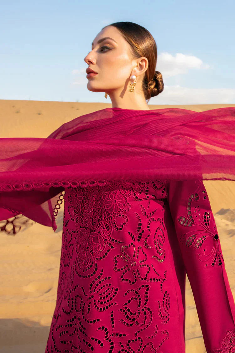 RANG RASIYA-3PC LAWN CHIKANKAARI EMBROIDERED SHIRT WITH KHADDI NET EMBROIDERED DUPATTA AND TROUSER-BIC-4647 Asasay Fakhir