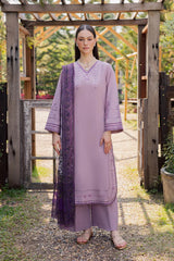 GARNET-3PIECE LAWN EMBROIDERED SHIRT WITH CHIFFON PRINTED DUPATTA AND TROUSER-BIC-4856 Asasay Fakhir