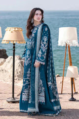 QALAMQAR-3PC LAWN HEAVY EMBROIDERED SHIRT WITH CHIFFON EMB DUPATTA AND EMB TROUSER-BIC-4518 Asasay Fakhir