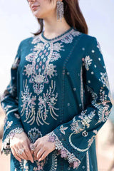QALAMQAR-3PC LAWN HEAVY EMBROIDERED SHIRT WITH CHIFFON EMB DUPATTA AND EMB TROUSER-BIC-4518 Asasay Fakhir