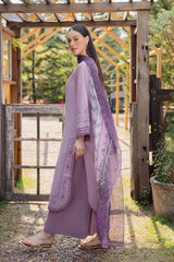 GARNET-3PIECE LAWN EMBROIDERED SHIRT WITH CHIFFON PRINTED DUPATTA AND TROUSER-BIC-4856 Asasay Fakhir