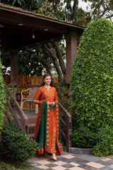 ANEELAS-FROCK 3PC LAWN EMBROIDERED SHIRT WITH CHIFFON EMBROIDERED DUPATTA AND TROUSER-4858 Asasay Fakhir