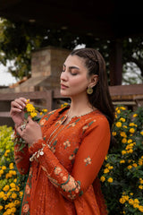 ANEELAS-FROCK 3PC LAWN EMBROIDERED SHIRT WITH CHIFFON EMBROIDERED DUPATTA AND TROUSER-4858 Asasay Fakhir