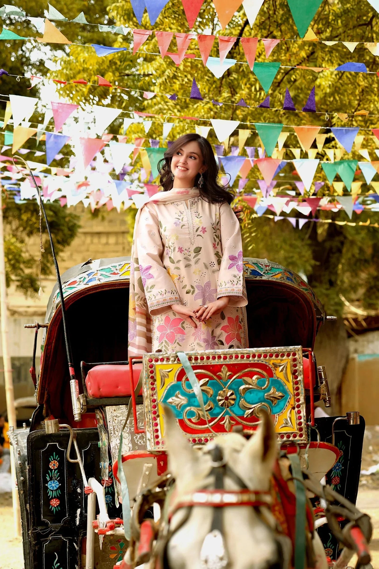 ANEELAS-3PC LAWN EMBROIDERED SHIRT WITH KHAADI NET PRINTED DUPATTA & EMB TROUSER-BIC-4783 Asasay Fakhir