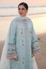 QALAMQAR-3PC LAWN CHIKANKAARI EMBROIDERED SHIRT WITH KHAADI NET EMBROIDERED DUPATTA AND TROUSER-BIC-4789 Asasay Fakhir