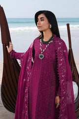 QALAMQAR-3PC LAWN EMBROIDERED SHIRT WITH KHAADI NET SILK EMBROIDERED BORDER DUPATTA AND TROUSER-BIC-4835 Asasay Fakhir