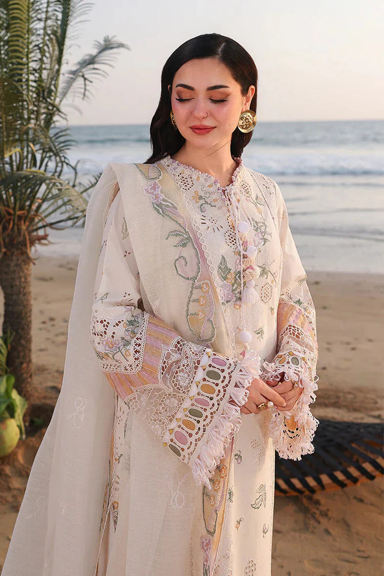 QALAMQAR-3PC LAWN CHIKANKAARI EMBROIDERED SHIRT WITH KHAADI NET EMBROIDERED DUPATTA AND TROUSER -BIC-4792 Asasay Fakhir