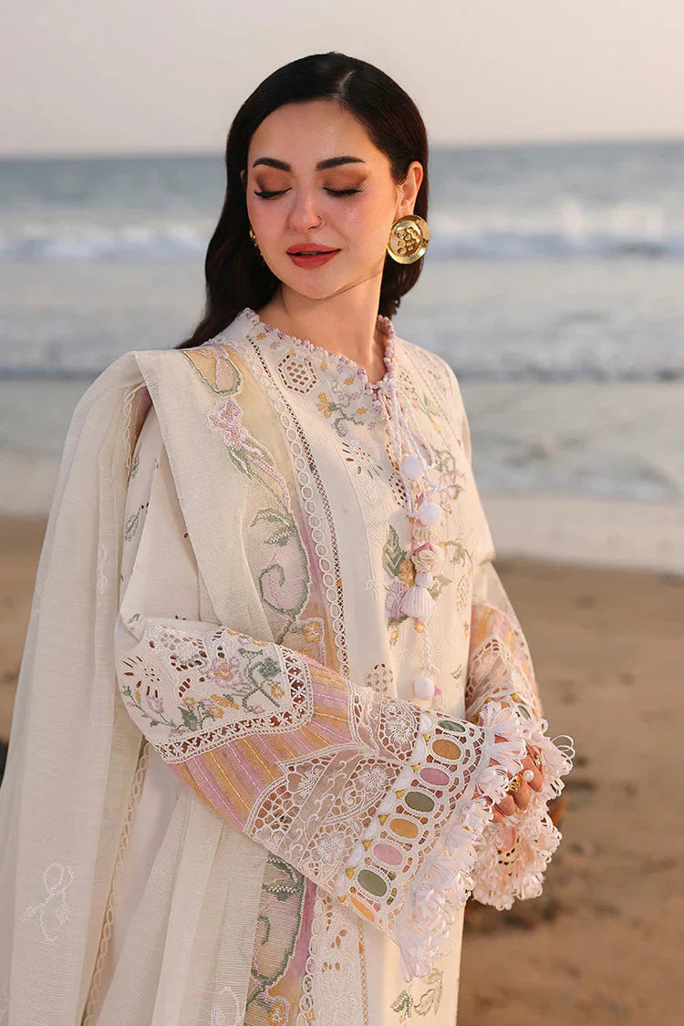 QALAMQAR-3PC LAWN CHIKANKAARI EMBROIDERED SHIRT WITH KHAADI NET EMBROIDERED DUPATTA AND TROUSER -BIC-4792 Asasay Fakhir