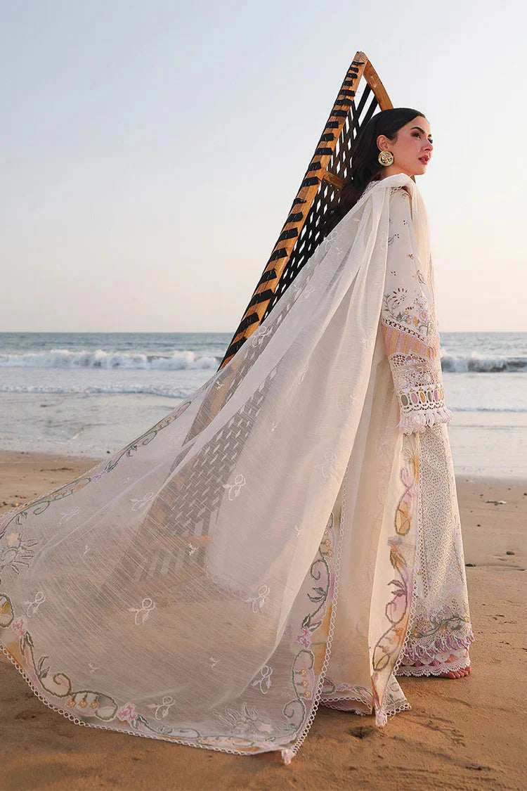 QALAMQAR-3PC LAWN CHIKANKAARI EMBROIDERED SHIRT WITH KHAADI NET EMBROIDERED DUPATTA AND TROUSER -BIC-4792 Asasay Fakhir