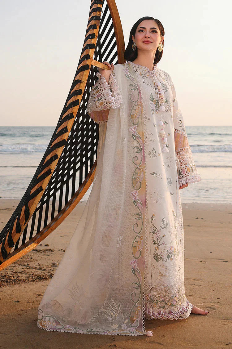 QALAMQAR-3PC LAWN CHIKANKAARI EMBROIDERED SHIRT WITH KHAADI NET EMBROIDERED DUPATTA AND TROUSER -BIC-4792 Asasay Fakhir