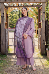 GARNET-3PIECE LAWN EMBROIDERED SHIRT WITH CHIFFON PRINTED DUPATTA AND TROUSER-BIC-4856 Asasay Fakhir