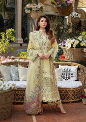 ELAF-3PC LAWN CHIKANKARI EMBROIDERED SHIRT WITH KHAADI NET EMB DUPATTA AND EMB TROUSER-BIC-4601 Asasay Fakhir