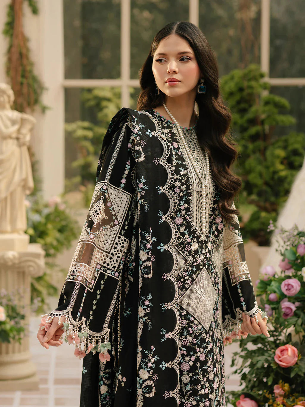 BIN ILYAS-3PC LAWN HEAVY EMBROIDERED SHIRT WITH KHADDI NET EMBROIDERED DUPATTA & LAWN TOUSER-BIC-4725 Asasay Fakhir
