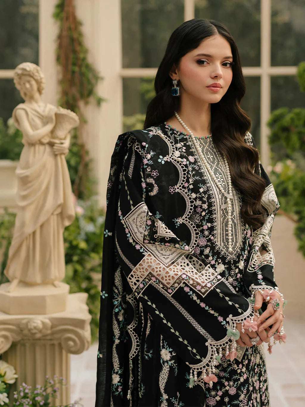 BIN ILYAS-3PC LAWN HEAVY EMBROIDERED SHIRT WITH KHADDI NET EMBROIDERED DUPATTA & LAWN TOUSER-BIC-4725 Asasay Fakhir