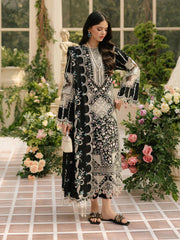BIN ILYAS-3PC LAWN HEAVY EMBROIDERED SHIRT WITH KHADDI NET EMBROIDERED DUPATTA & LAWN TOUSER-BIC-4725 Asasay Fakhir
