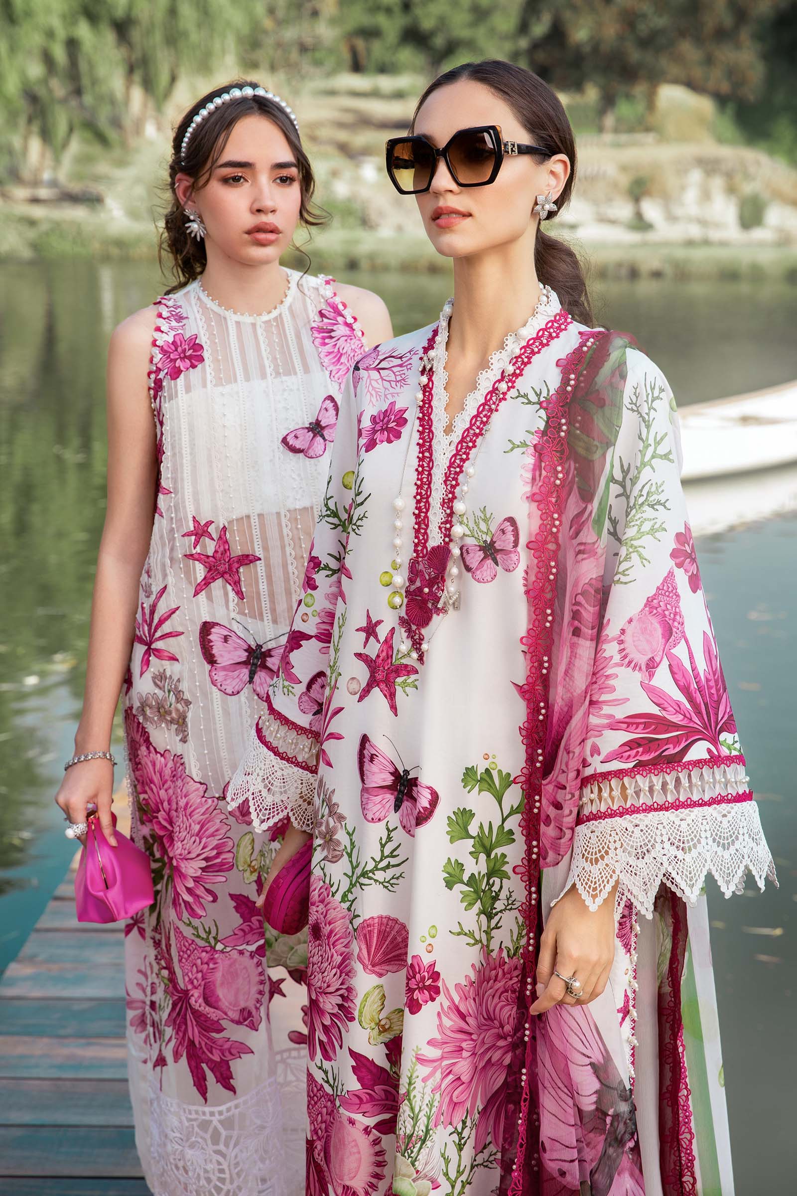 MARIA.B-3PC LAWN EMBROIDERED PRINTED SHIRT WITH CHIFFON PRINT DUPATTA AND PRINT TROUSER-BIC-2520 Asasay Fakhir