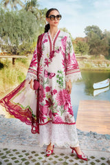 MARIA.B-3PC LAWN EMBROIDERED PRINTED SHIRT WITH CHIFFON PRINT DUPATTA AND PRINT TROUSER-BIC-2520 Asasay Fakhir