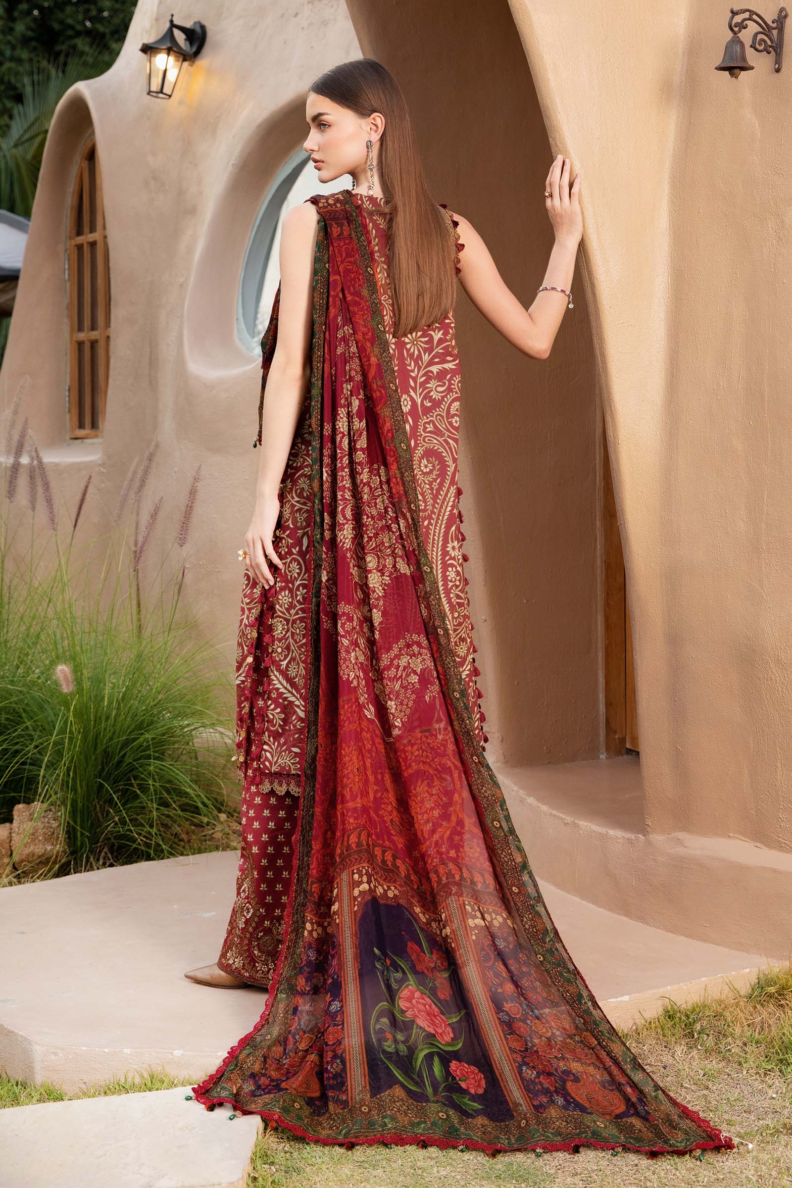 MARIA.B-3PC LAWN EMBROIDERED PRINTED SHIRT WITH CHIFFON PRINT DUPATTA AND PRINT TROUSER-BIC-2518 Asasay Fakhir