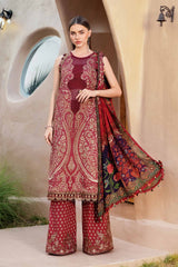 MARIA.B-3PC LAWN EMBROIDERED PRINTED SHIRT WITH CHIFFON PRINT DUPATTA AND PRINT TROUSER-BIC-2518 Asasay Fakhir