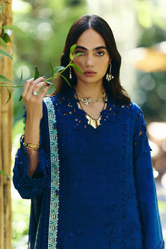 SUFFUSE-3PC LAWN EMBROIDERED SHIRT WITH KHAADI NET EMBROIDERED DUPATTA AND TROUSER-BIC-4815 Asasay Fakhir