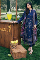GARNET-3PC LAWN EMBROIDERED SHIRT WITH CHIFFON PRINT DUPATTA AND EMB TROUSER-BIC-4838 Asasay Fakhir