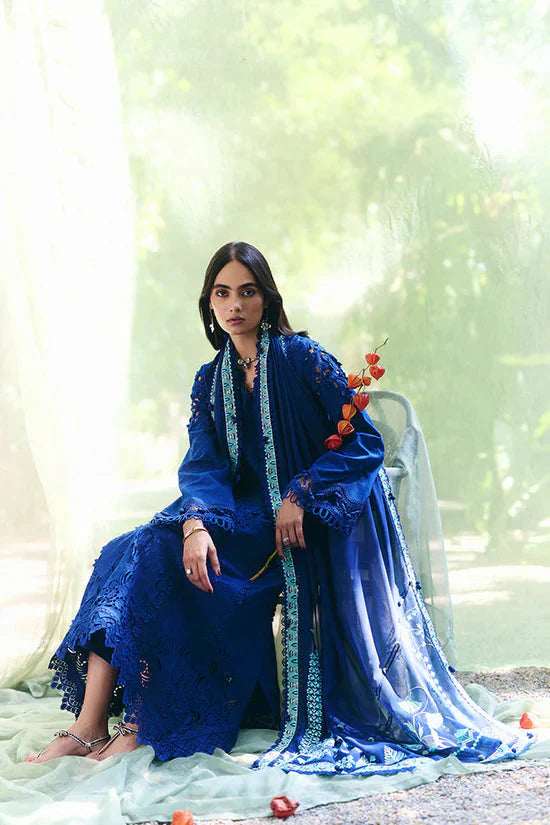 SUFFUSE-3PC LAWN EMBROIDERED SHIRT WITH KHAADI NET EMBROIDERED DUPATTA AND TROUSER-BIC-4815 Asasay Fakhir