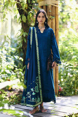 SUFFUSE-3PC LAWN EMBROIDERED SHIRT WITH KHAADI NET EMBROIDERED DUPATTA AND TROUSER-BIC-4815 Asasay Fakhir