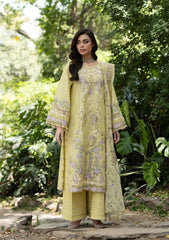 ELAF-3PC LAWN EMBROIDERED SHIRT WITH SILK PRINTED EMB DUPATTA AND TROUSER-BIC-4912