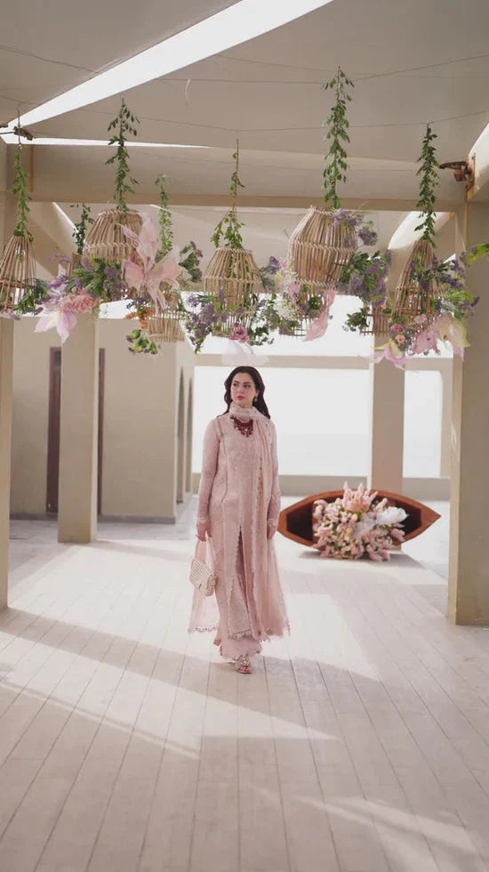 QALAMQAR-3PC LAWN CHIKAANKARI EMBROIDERED SHIRT WITH KHAADI NET EMBROIDERED DUPATTA AND TROUSER -BIC-4727 Asasay Fakhir