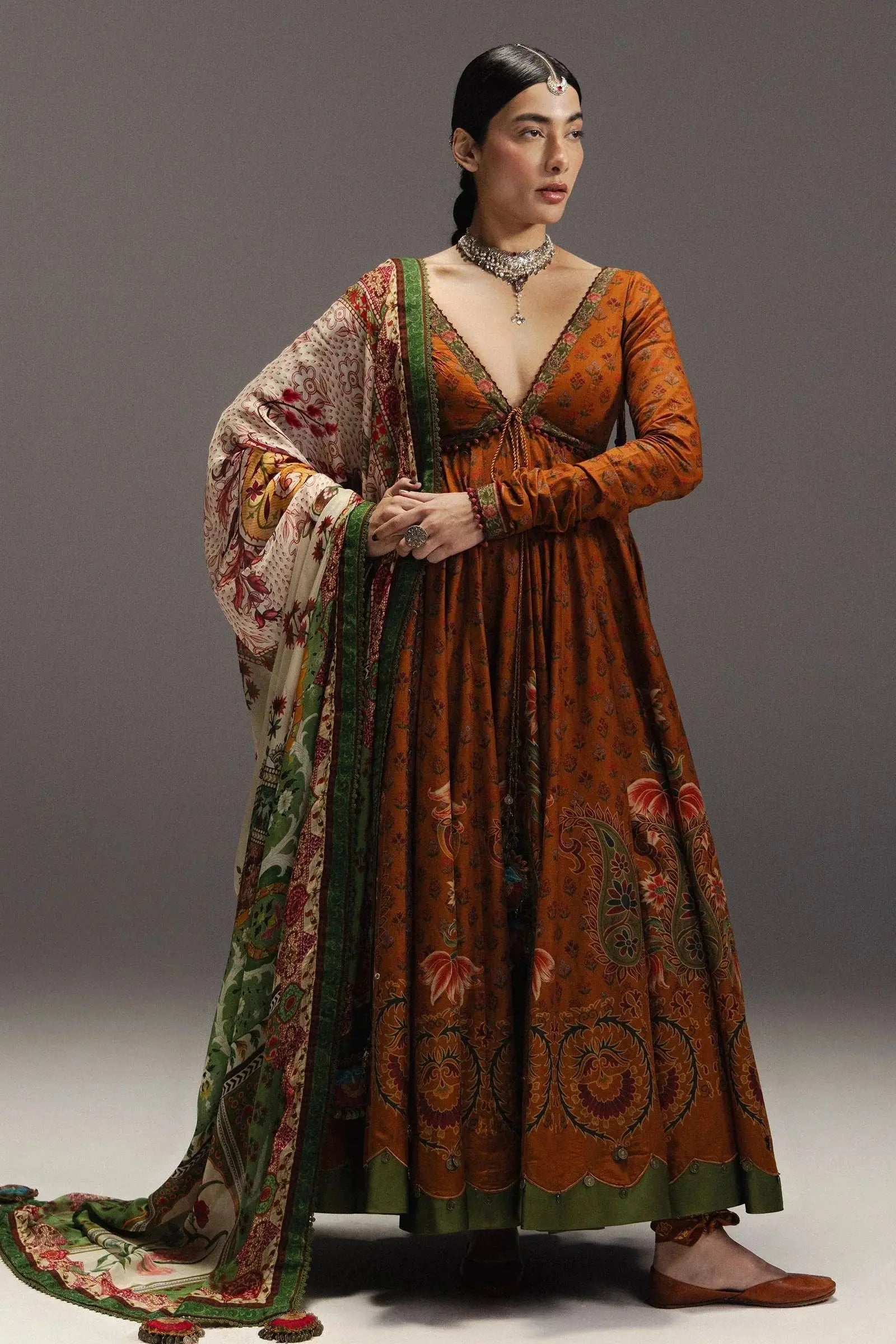 ZARA SHAH JAHAN-3PC DIGITAL PRINTED FROCK WITH SILK PRINTED DUPATTA & DYED TROUSER-BIC-062 Asasay Fakhir