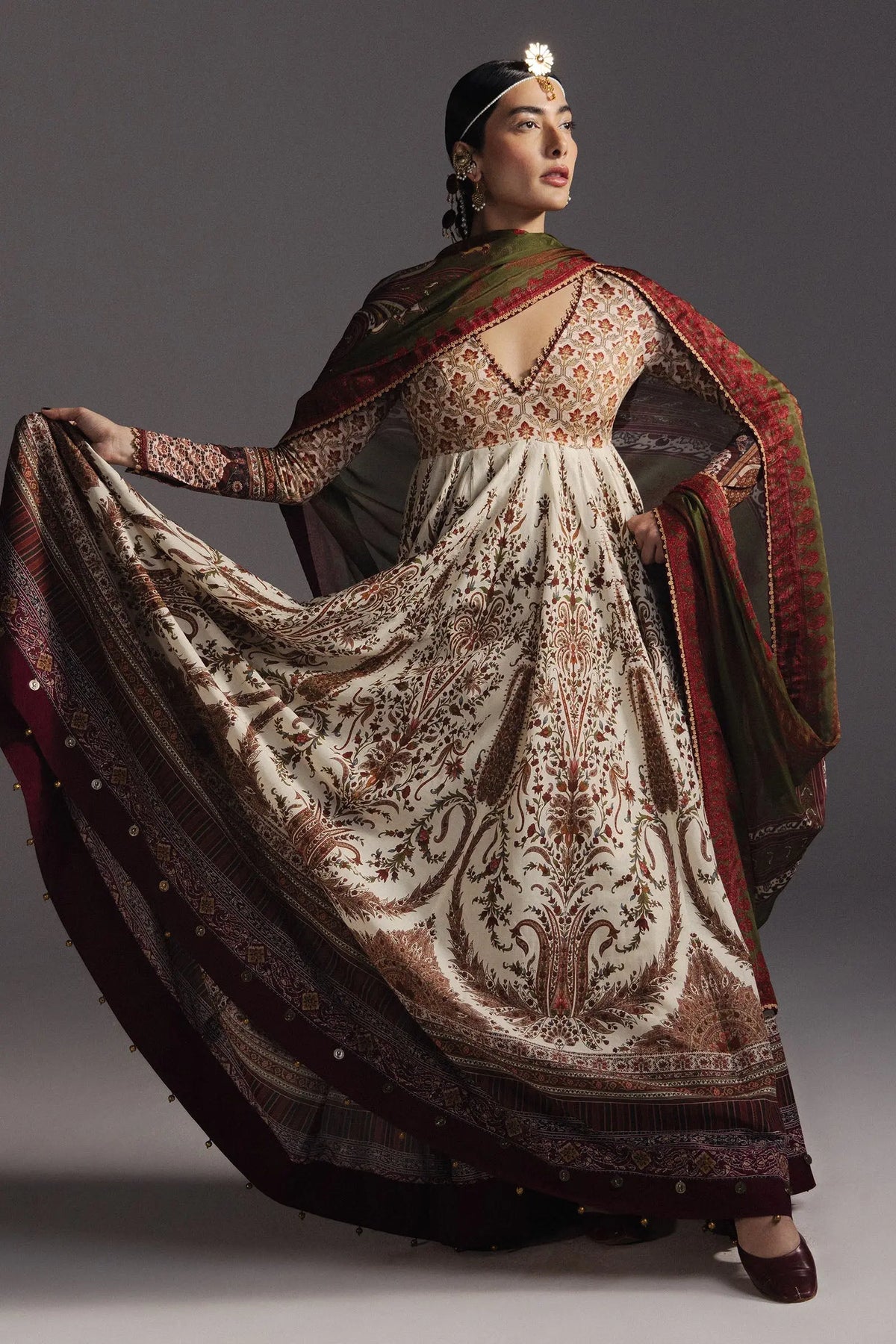 ZARA SHAH JAHAN-3PC DIGITAL PRINTED FROCK WITH SILK PRINTED DUPATTA & DYED TROUSER-BIC-068 Asasay Fakhir