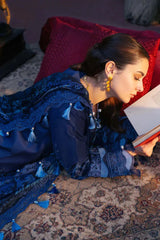 JADE-3PC LAWN CHIKANKARI EMBROIDERED SHIRT WITH CHIFFON PRINTED DUPATTA AND TROUSER -BIC-4602 Asasay Fakhir