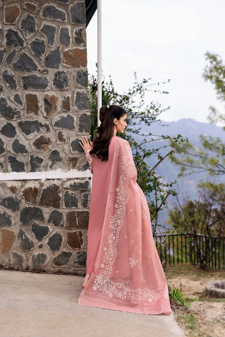 QALAMQAR-3PC LAWN EMBROIDERED SHIRT WITH KHAADI NET EMBROIDERED DUPATTA AND TROUSER-BIC-4536 Asasay Fakhir