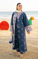 SERAN-3PC LAWN EMBROIDERED SHIRT WITH CHIFFON PRINT DUPATTA AND EMB TROUSER-BIC-4845 Asasay Fakhir