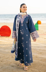 SERAN-3PC LAWN EMBROIDERED SHIRT WITH CHIFFON PRINT DUPATTA AND EMB TROUSER-BIC-4845