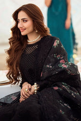 NUREH-3PC LAWN CHIKENKARI LASER EMBROIDERED SHIRT WITH COTTON NET EMBROIDERED PRINT DUPATTA-4523 Asasay Fakhir