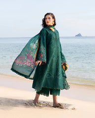 JADE-3PC LAWN CHIKAN EMBROIDERED SHIRT WITH CHIFFON PRINTED DUPATTA AND TROUSER-BIC-4877 Asasay Fakhir