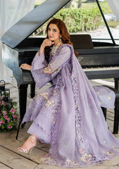 ELAF-3PC LAWN LASERCUTWORK EMBROIDERED SHIRT WITH KHAADI NET EMBROIDERED DUPATTA AND TROUSER -BIC-4780 Asasay Fakhir