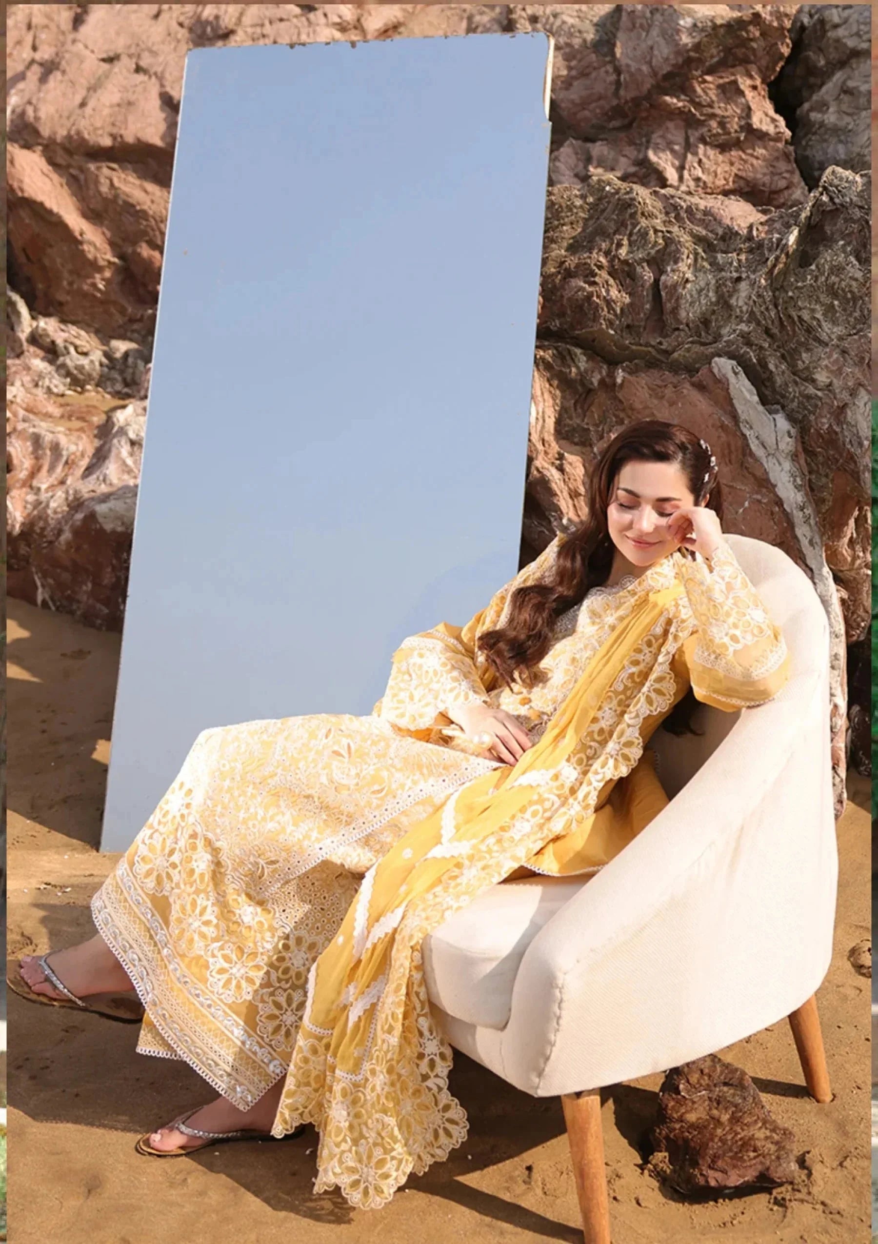 IMROZIA-3PC LAWN CHIKANKARI EMBROIDERED SHIRT WITH KHADDI NET EMB DUPATTA AND EMB TROUSER-BIC-4707 Asasay Fakhir