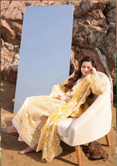 IMROZIA-3PC LAWN CHIKANKARI EMBROIDERED SHIRT WITH KHADDI NET EMB DUPATTA AND EMB TROUSER-BIC-4707 Asasay Fakhir