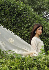 QALAMQAR-3PC LAWN CHIKAANKARI EMBROIDERED SHIRT WITH KHAADI NET EMBROIDERED DUPATTA AND TROUSER -BIC-4730 Asasay Fakhir