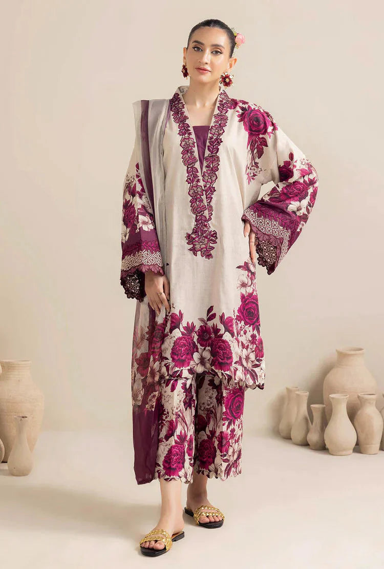 ADAN LIBAS-3PC LAWN PRINTED EMB SHIRT WITH LAWN PRINTED DUPATTA AND PRINT TROUSER-BIC-059 Asasay Fakhir