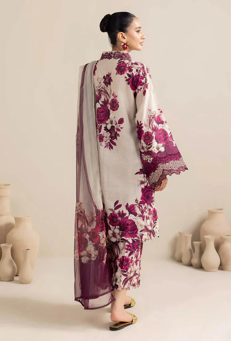 ADAN LIBAS-3PC LAWN PRINTED EMB SHIRT WITH LAWN PRINTED DUPATTA AND PRINT TROUSER-BIC-059 Asasay Fakhir