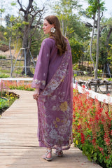 GARNET-3PC LAWN EMBROIDERED SHIRT WITH CHIFFON PRINTED DUPATTA AND TROUSER-BIC-4861 Asasay Fakhir