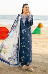 SERAN-3PC LAWN EMBROIDERED SHIRT WITH CHIFFON PRINT DUPATTA AND EMB TROUSER-BIC-4845 Asasay Fakhir